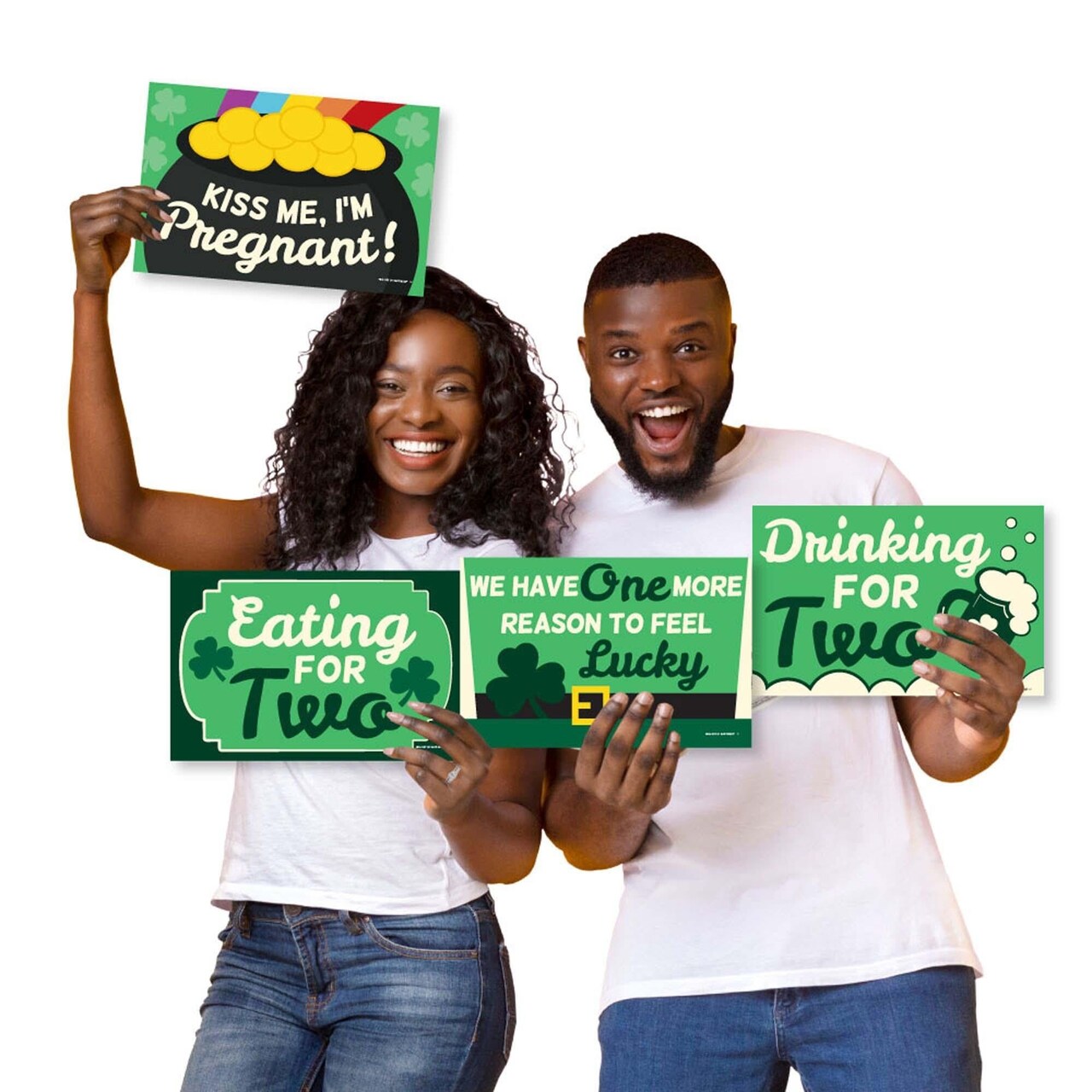 Big Dot of Happiness St. Patrick's Day - Photo Prop Signs - Saint Patty's Day Pregnancy Announcements - 10 Pieces